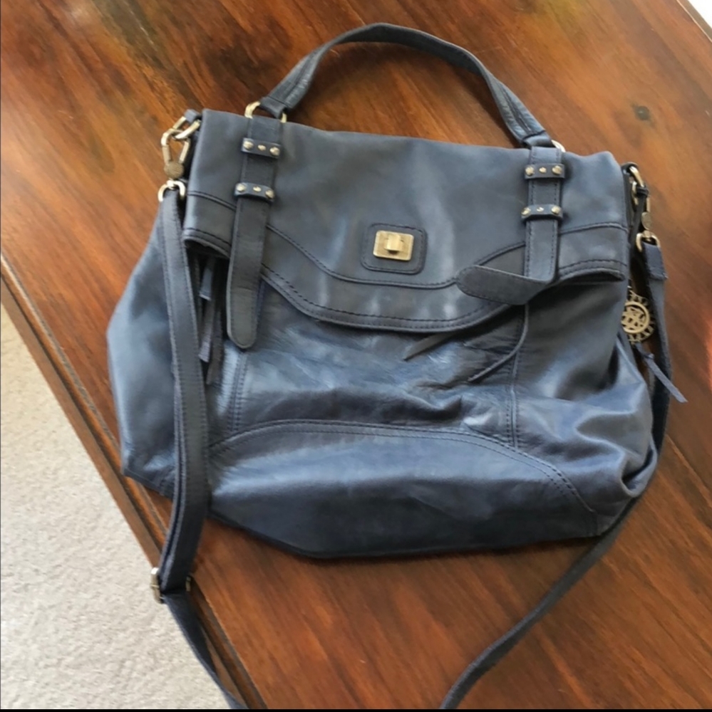 The Sak Blue leather Crossbody Satchel